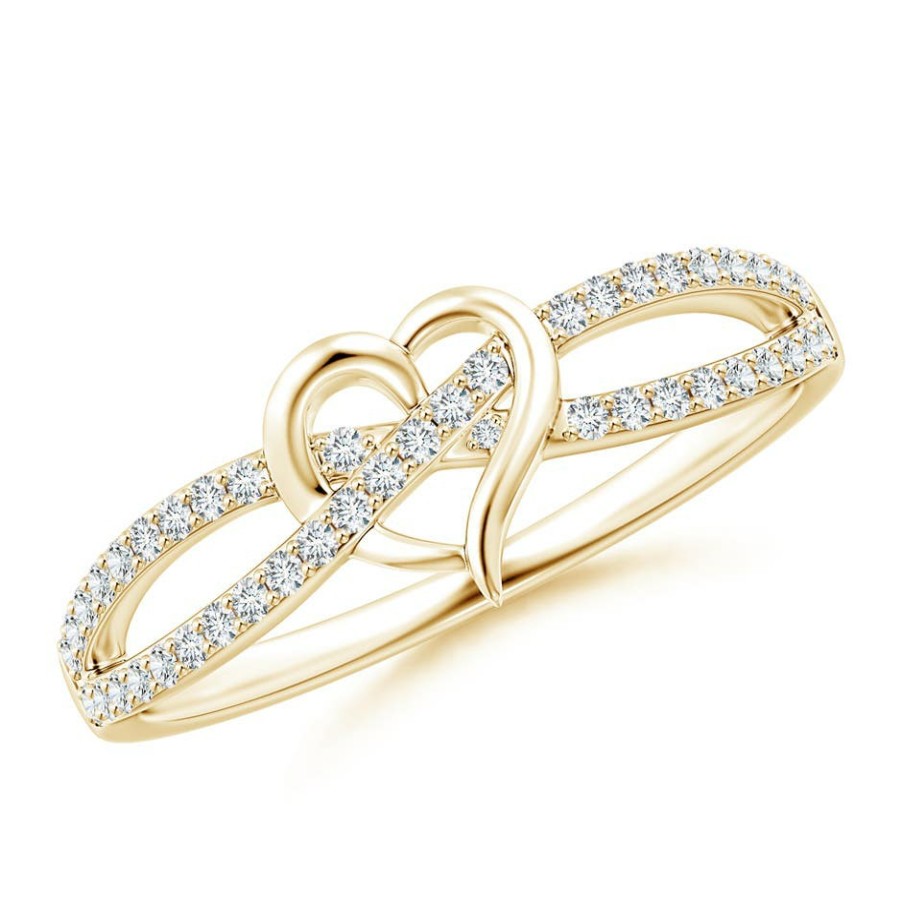 Rings Angara Diamond | Round Diamond Criss Cross Heart Promise Ring