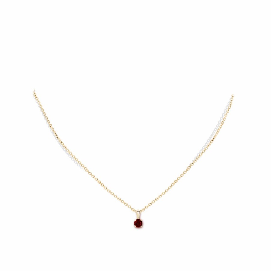 Necklaces Angara Ruby | Classic Round Ruby Solitaire Pendant