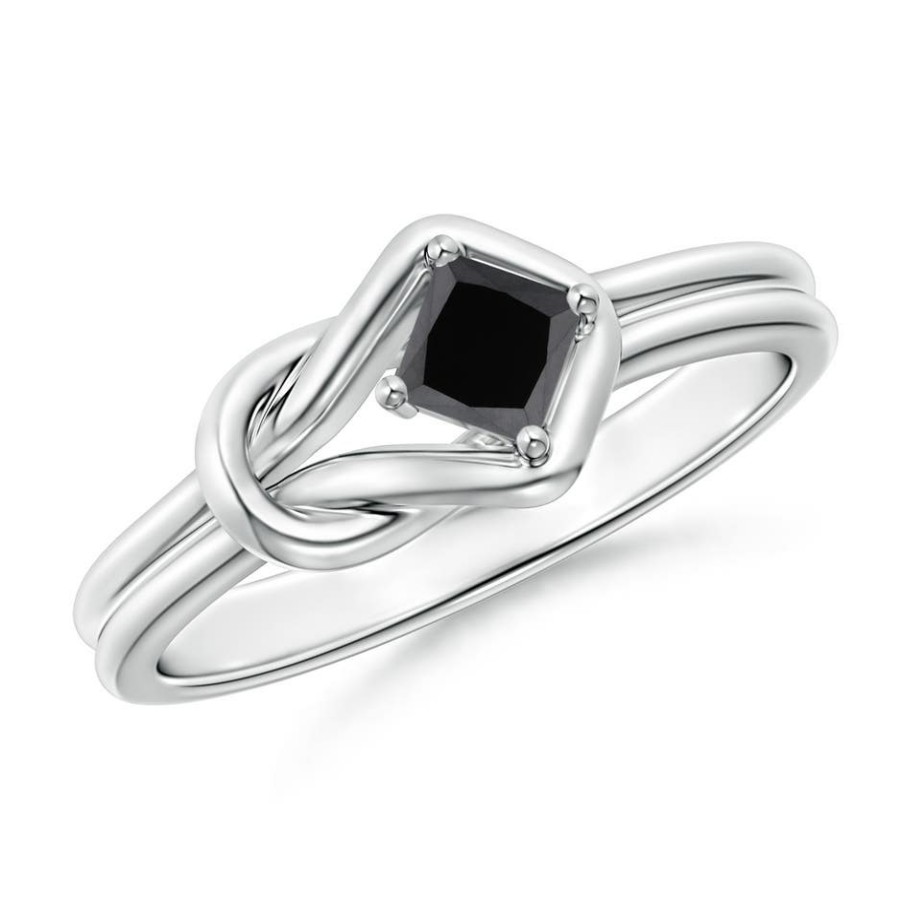 Rings Angara Enhanced Black | Princess-Cut Solitaire Black Diamond Infinity Knot Ring