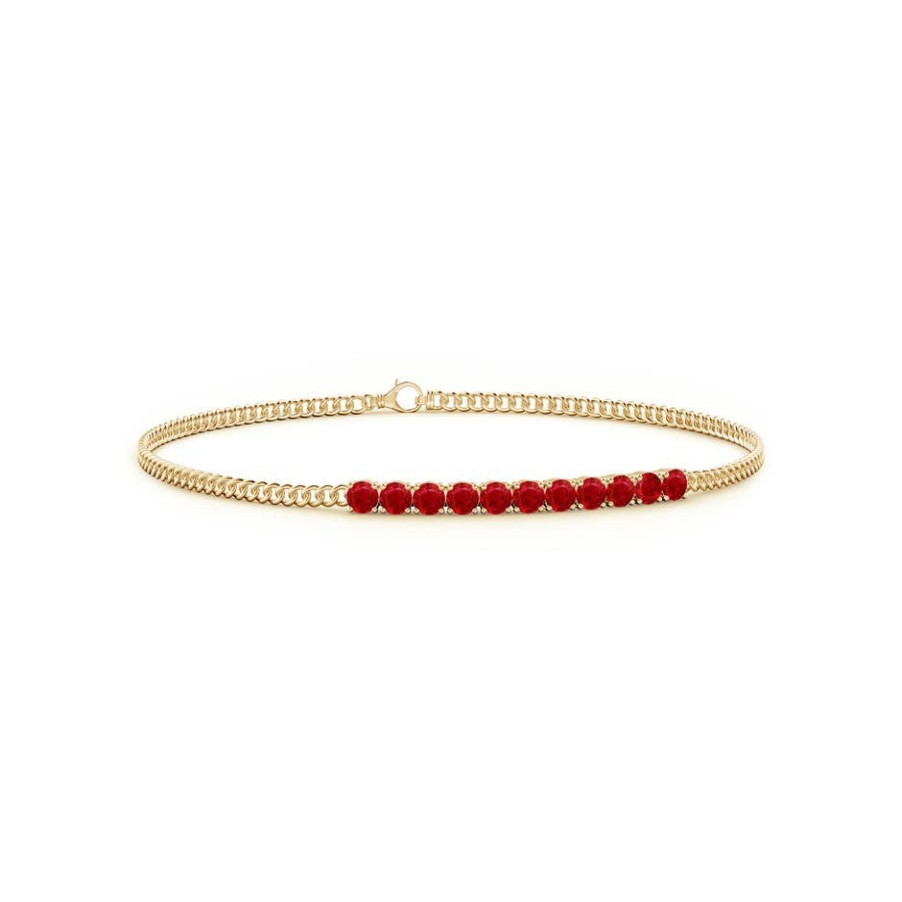 Bracelets Angara Ruby | Prong-Set Ruby Bar Bracelet