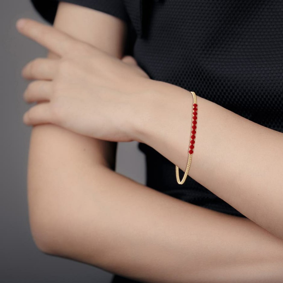 Bracelets Angara Ruby | Prong-Set Ruby Bar Bracelet