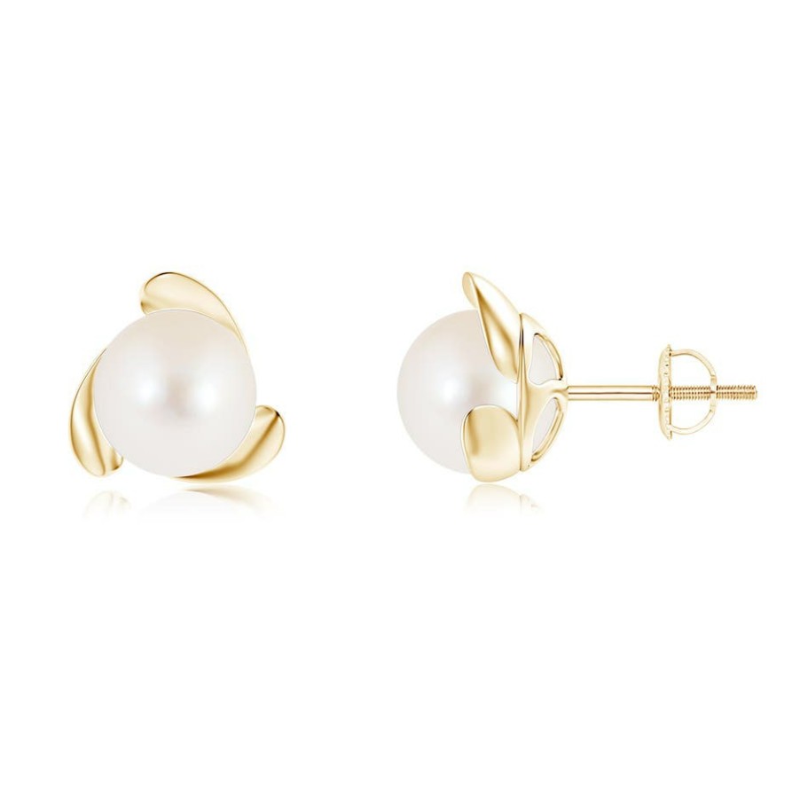 Earrings Angara Freshwater Pearl | Freshwater Pearl Flower Stud Earrings