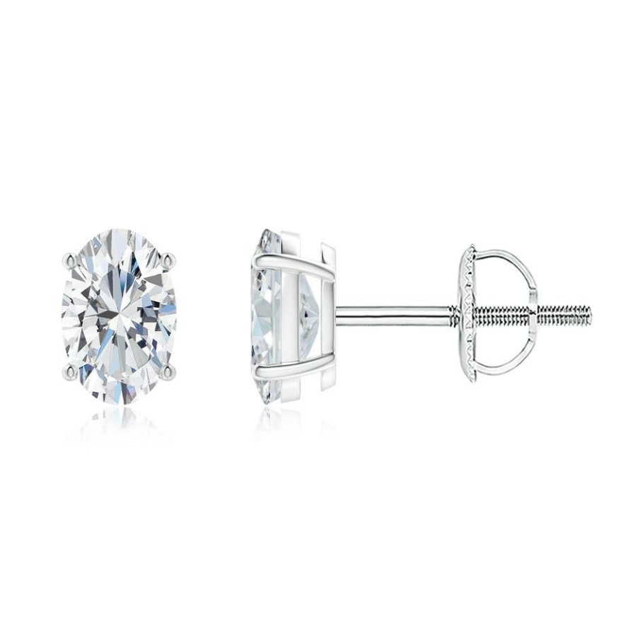 Earrings Angara Diamond | Lab-Grown Oval Diamond Solitaire Stud Earrings