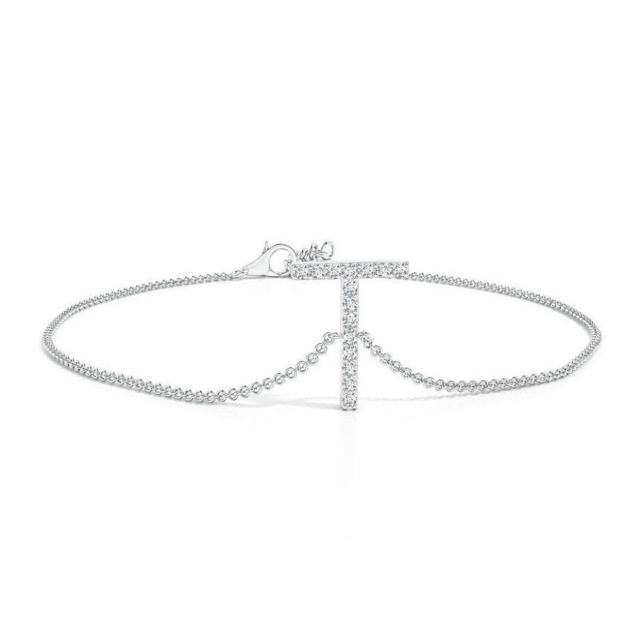 Bracelets Angara Diamond | Prong-Set Diamond Capital "T" Initial Bracelet