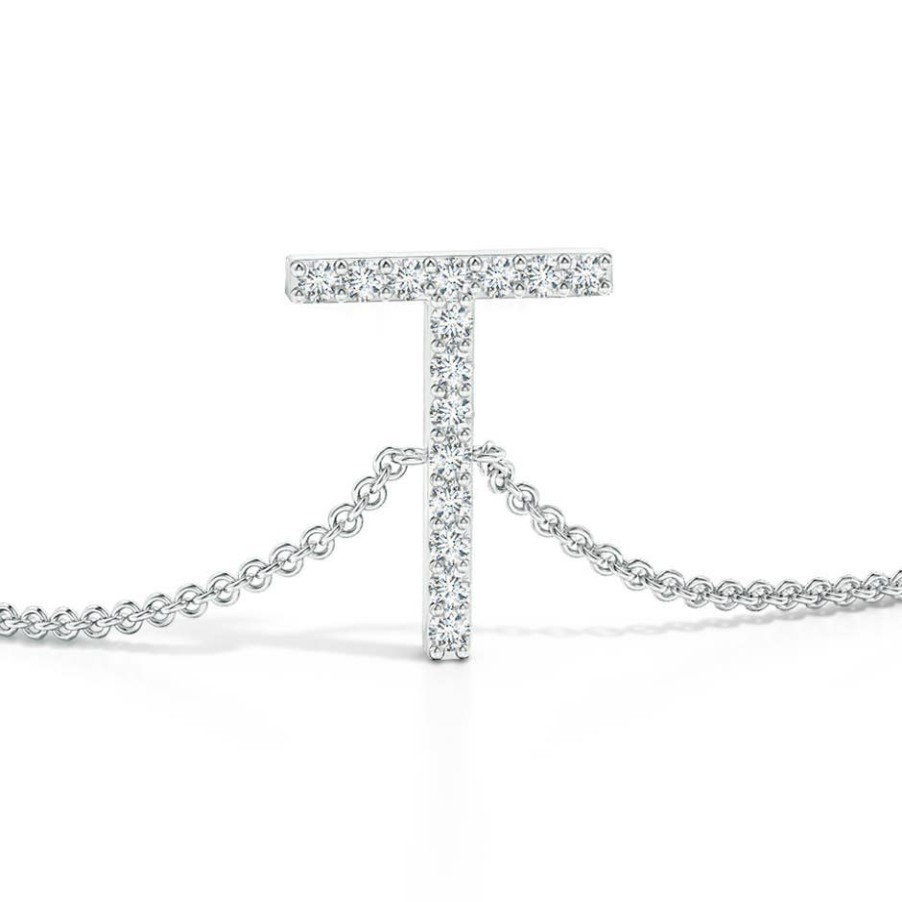 Bracelets Angara Diamond | Prong-Set Diamond Capital "T" Initial Bracelet