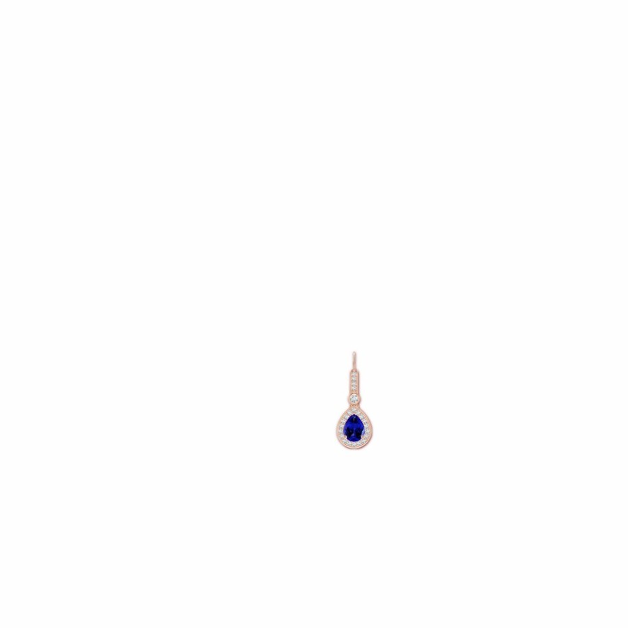 Earrings Angara Tanzanite | Pear-Shaped Tanzanite And Diamond Halo Drop Earrings